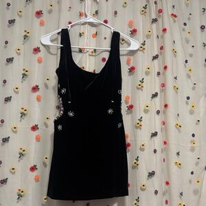 Elegant Black Embellished Dress with cutouts